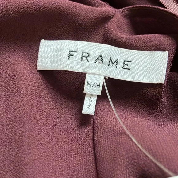 Frame Draped Textured Silk Halter Top In Cabernet - Picture 6 of 7